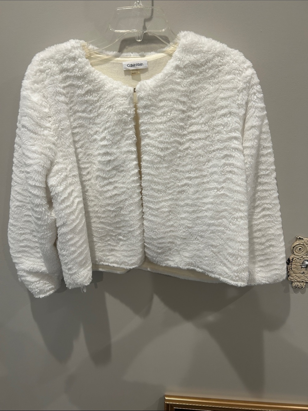 Calvin Klein Plush White Faux-Fur Teddy Jacket - Women's
